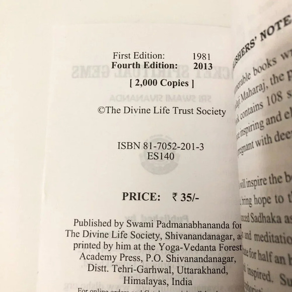 2008 Pocket Spiritual  Gems by Swami Sivananda Pocket Book - Picture 5 of 14